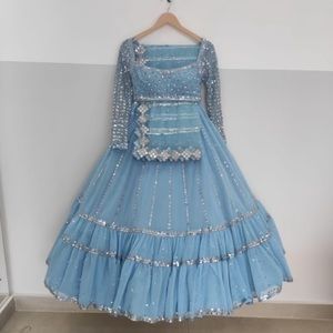 Custom baby blue Vvani by vani vats lehenga